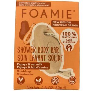 Foamie Shower Body Bar Papaya & Oat Milk 2 in 1 Nourishing 2.8oz 80g